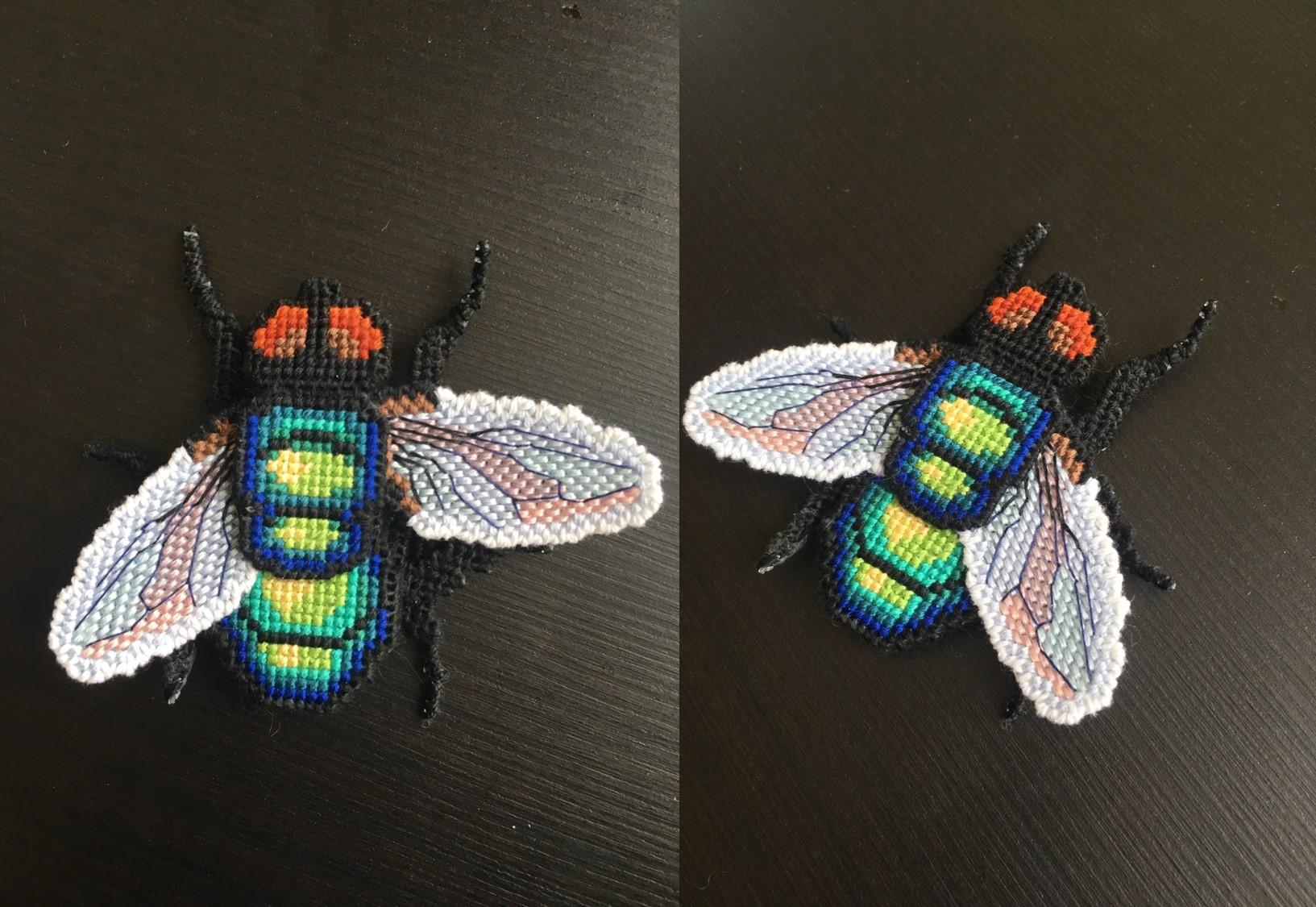 22 Realistic fly made of plastic canvas cross stitch pattern by Smasterilli
