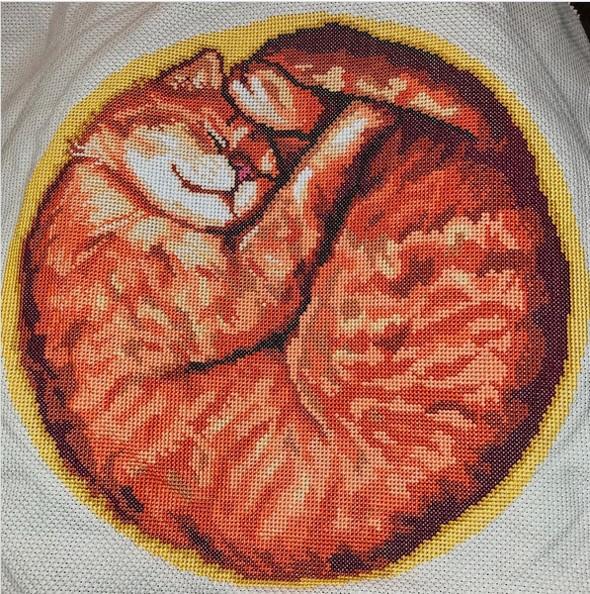 Sleeping red cat cross stitch pattern PDF by Smasterilli
