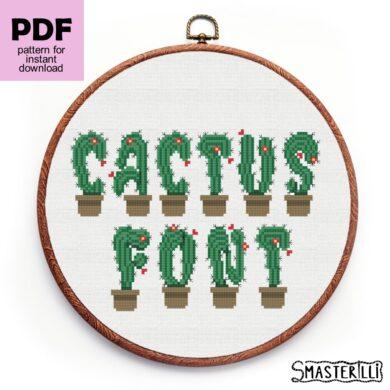 Potted cactus cross stitch letters pattern PDF by Smasterilli. Digital cross stitch pattern for instant download. Green houseplants Letters and numbers Patterns for Cross Stitch. #smasterilli #crossstitch #crossstitchpattern #cactuscrossstitch #alphabet #crossstitcchfont #cactusalphabet #floweralphabet