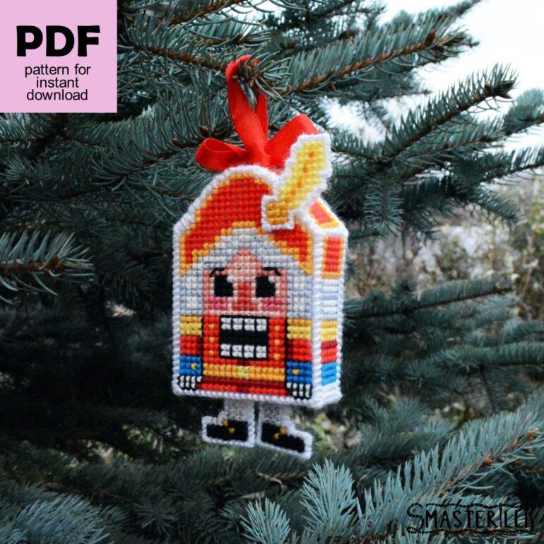 Nutcracker cross stitch pattern PDF for plastic canvas, 3d christmas décor cross stitch pattern. Digital cross stitch pattern for instant download. Christmas handmade crafts. Plastic Canvas Project #smasterilli #crossstitch #crossstitchpattern #wintercrossstitch #christmascrossstitch #plasticcanvas #nutcracker