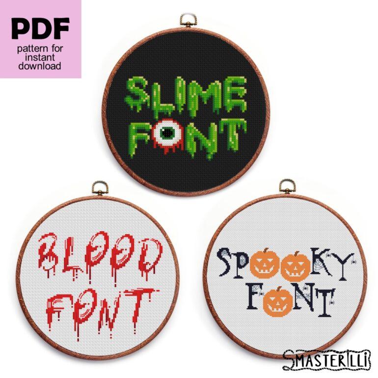 Halloween alphabet set cross stitch pattern PDF by Smasterilli. Digital cross stitch pattern for instant download. Halloween handmade crafts 0517 #smasterilli #crossstitch #crossstitchpattern #halloweencrossstitch #halloweengift #alphabet #crossstitcchfont