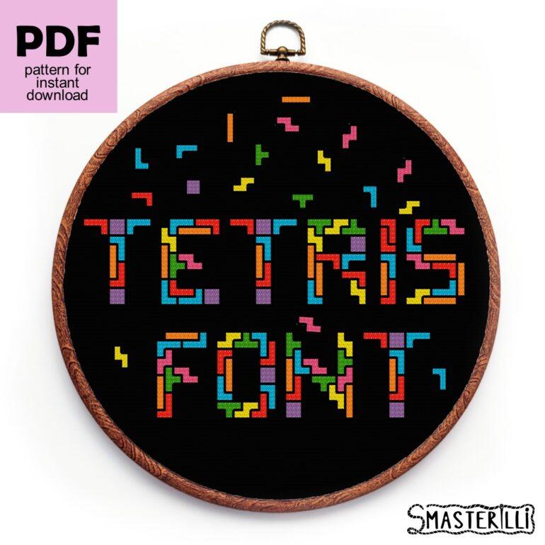 Tetris game font cross stitch pattern PDF by Smasterilli. Digital cross stitch pattern for instant download. #smasterilli #crossstitch #crossstitchpattern #alphabet #crossstitcchfont