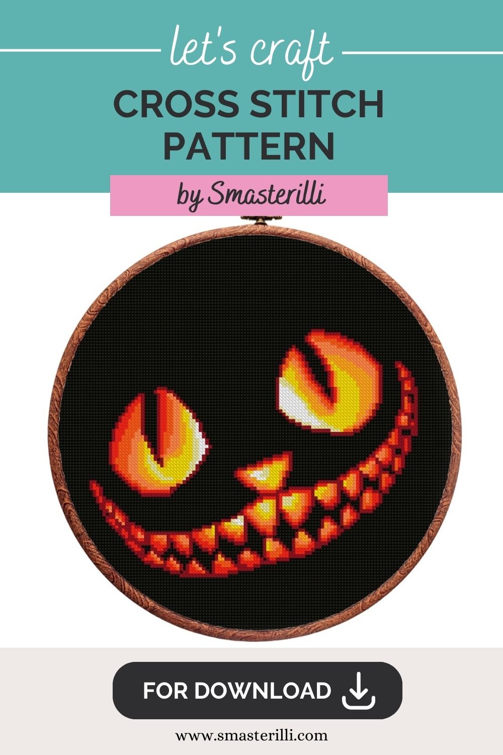 Halloween cheshire smiling cat cross stitch pattern by Smasterilli. Digital cross stitch pattern for instant download. Cat Lover's Gift idea for handmade craft. Halloween handmade crafts #smasterilli #crossstitch #crossstitchpattern #halloweencrossstitch #halloweengift #catcrossstitch #cheshirecat