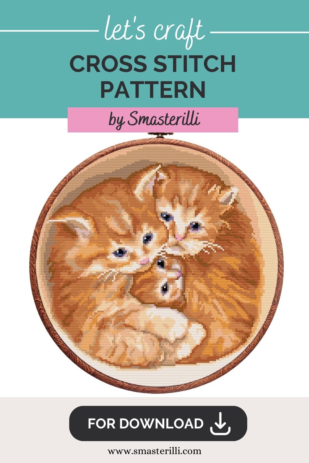Orange baby kittens cross stitch patterns , cute tabby cats embroidery ornament by Smasterilli. Digital cross stitch pattern for instant download. #smasterilli #crossstitch #crossstitchpattern #catcrossstitch #orangecat #catinbasket