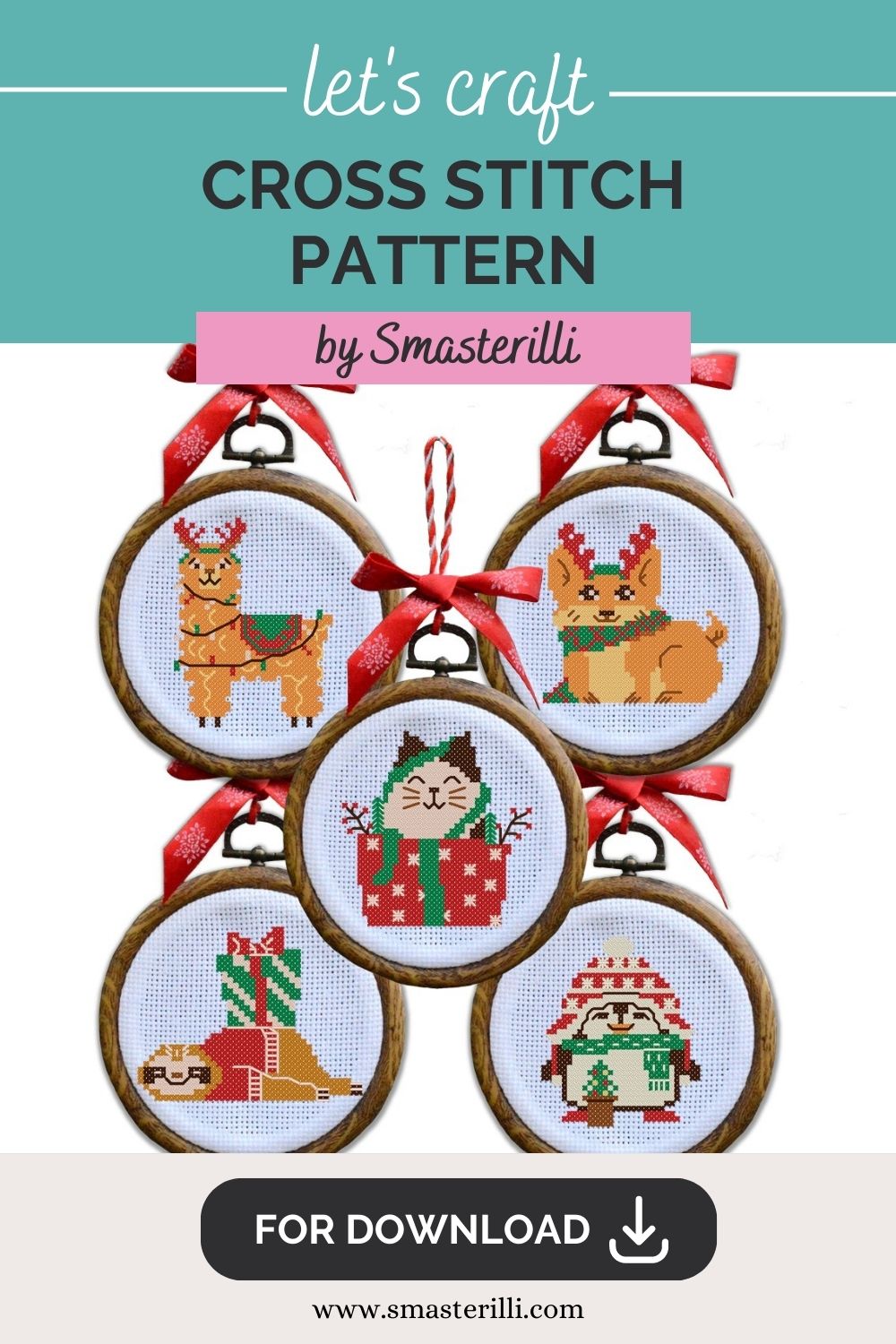 Small Christmas animals cross stitch pattern for gift tags and decorations by Smasterilli. Digital cross stitch pattern for instant download. easy cross stitch for beginners. Christmas handmade crafts #smasterilli #crossstitch #crossstitchpattern #wintercrossstitch #christmascrossstitch #easycrossstitch #tinycrossstitch
