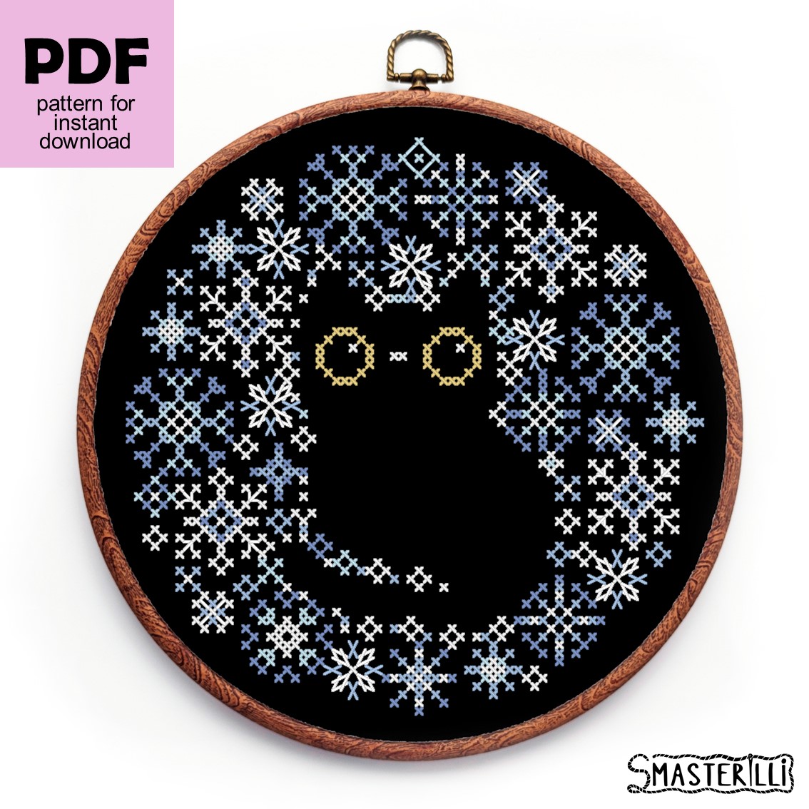 Modern easy beginner cat cross stitch pattern download pdf