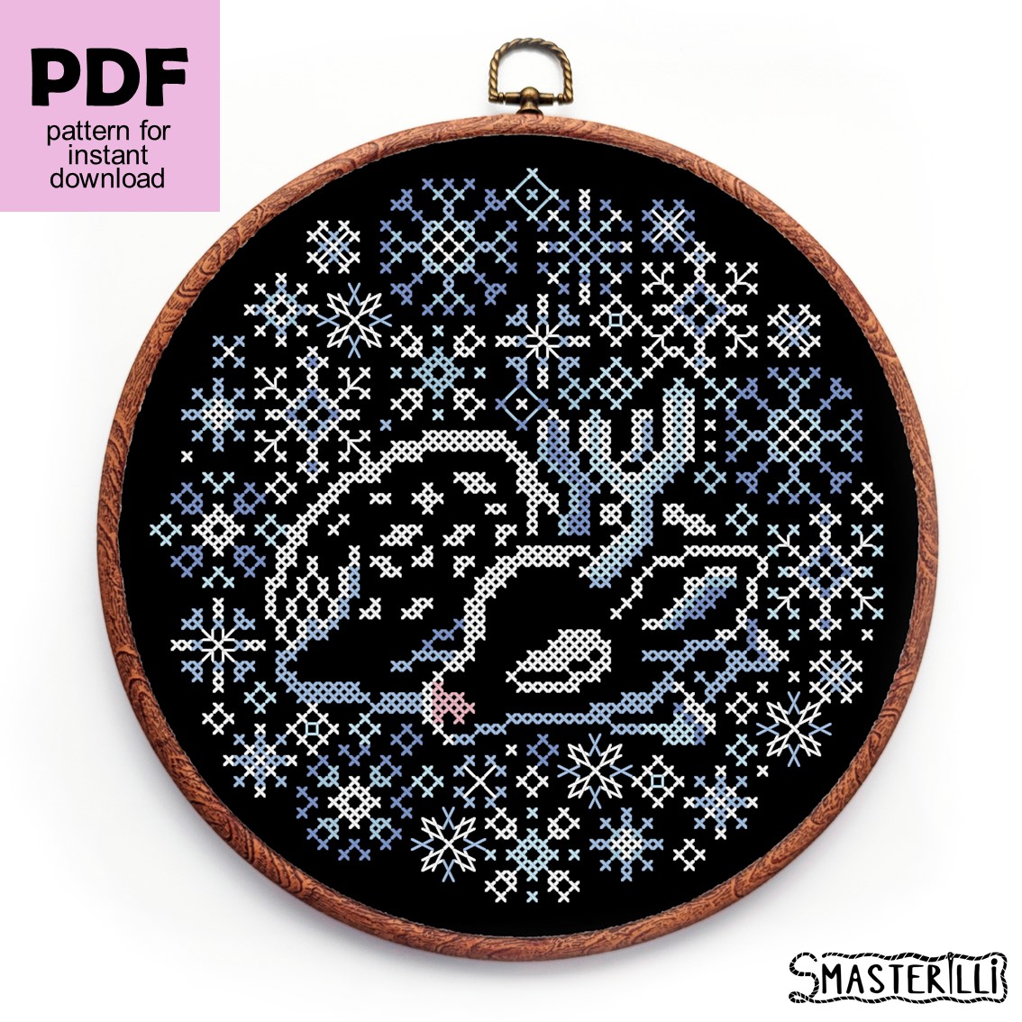 Cross Stitch Christmas Ornament Pattern, Digital Download Pdf, Snowflake,  Nordic Reindeer, Counted Cross Stitch Pattern for Beginners 