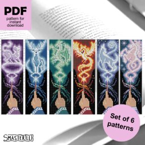 Fantasy bookmark cross stitch patterns: set of 6 patterns, wizard ornaments